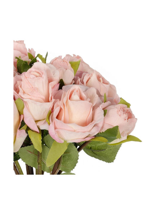 Globostar Künstlicher Garten Rosa Rosenstrauß 21081 Dekorativer Künstlicher Rosa Rosenstrauß H36cm
