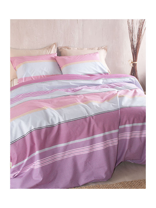 Rythmos Bettbezug-Set Baumwolle Übergröße mit 2 Kissenbezügen 225x250 Boost Pink