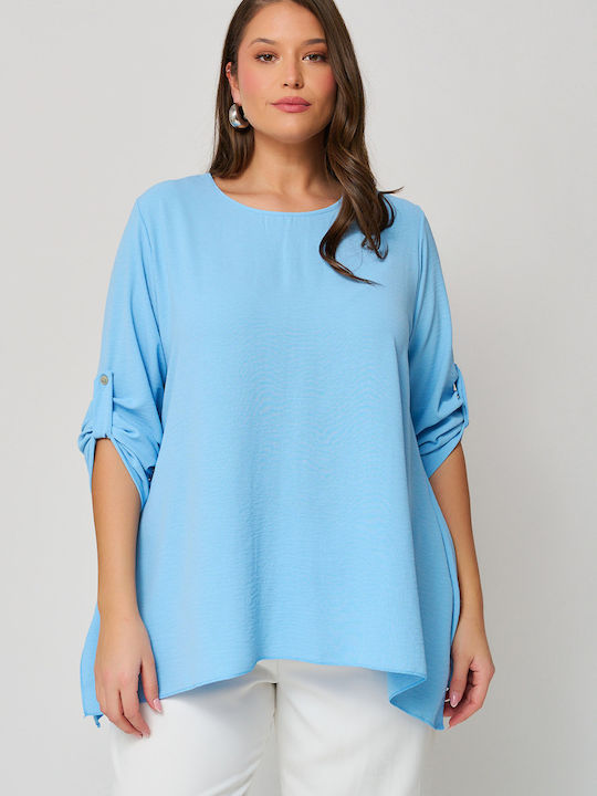 Damen Bluse Langärmelig Blue