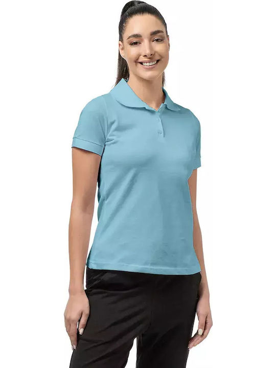 Women's Athletic Polo Blouse Light Blue