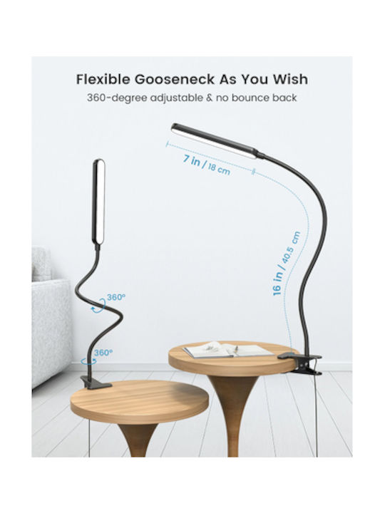 Glocusent Glocusent LED Office Lamp with Flexible Arm and Clip in Black Color