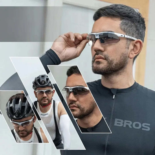 Rockbros Cycling Glasses with White Frame & Polarized / Transparent Lenses