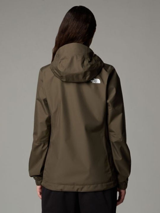 Quest Women's for Hiking Short Sports Jacket Waterproof for Winter with Hood Khaki