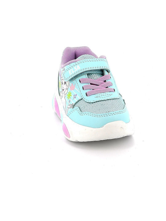Frozen Παιδικά Sneakers με Σκρατς & Φωτάκια Τιρκουάζ