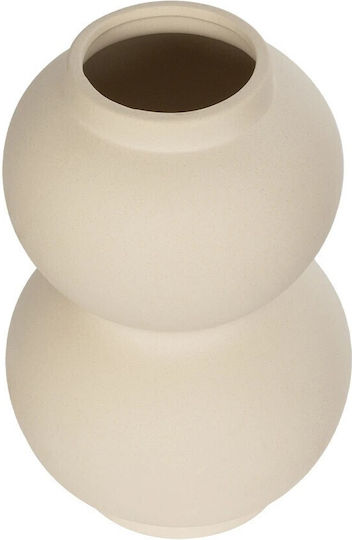 GloboStar Βάζο Κεραμικό Artificial Garden Pearl Μπεζ Φ13xΥ21cm