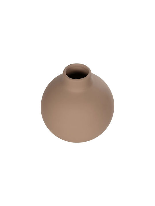 GloboStar Διακοσμητικό Βάζο Κεραμικό Artificial Garden Mauritius Καφέ Φ12xΥ14cm