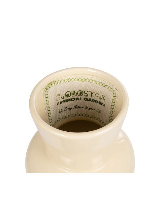 GloboStar Διακοσμητικό Βάζο Keramik Artificial Garden Desert Beige 14x14x25cm 1Stück