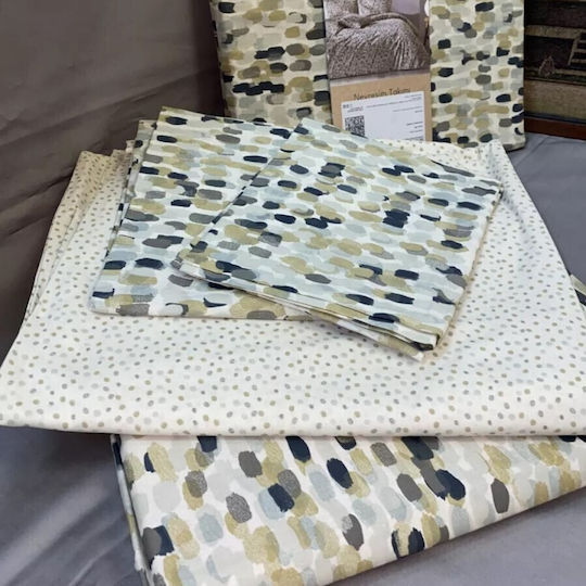 Tac Bettbezug-Set Baumwolle Doppelbett mit 2 Kissenbezügen & 1 Bettlaken 200x220 Gray