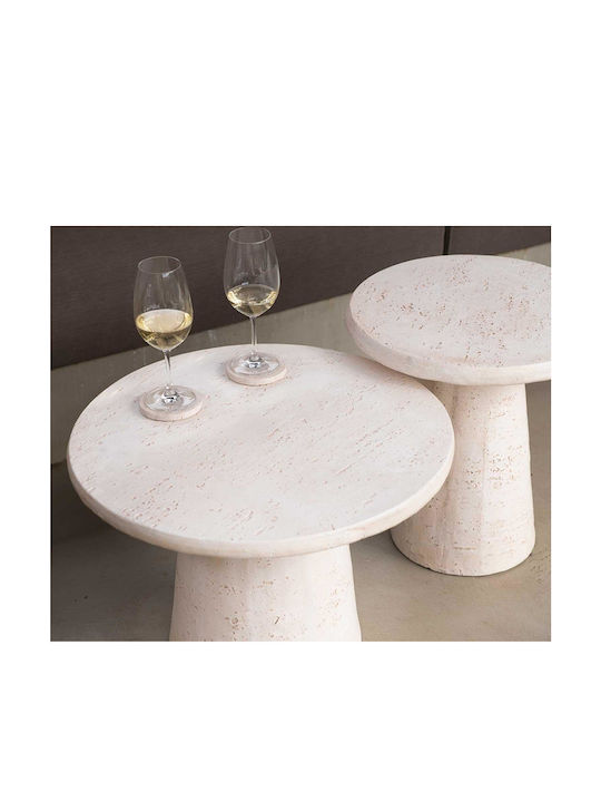 Auxiliary Outdoor Table with Ceramic Surface and Concrete Frame Beige 60x60xcm