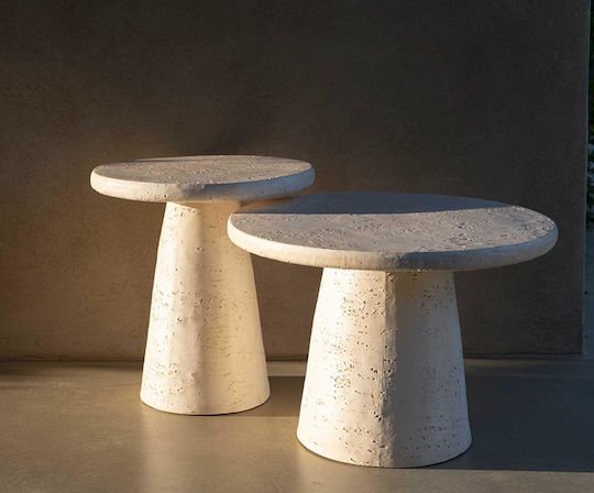 Auxiliary Outdoor Table with Ceramic Surface and Concrete Frame Beige 60x60xcm