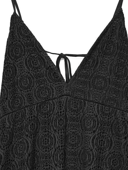 Summer Maxi Evening Dress Open Back with Lace Black