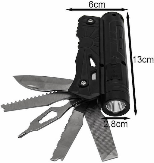 Rechargeable Flashlight LED with Maximum Brightness 4000lm Multitool 5 1 Power Black