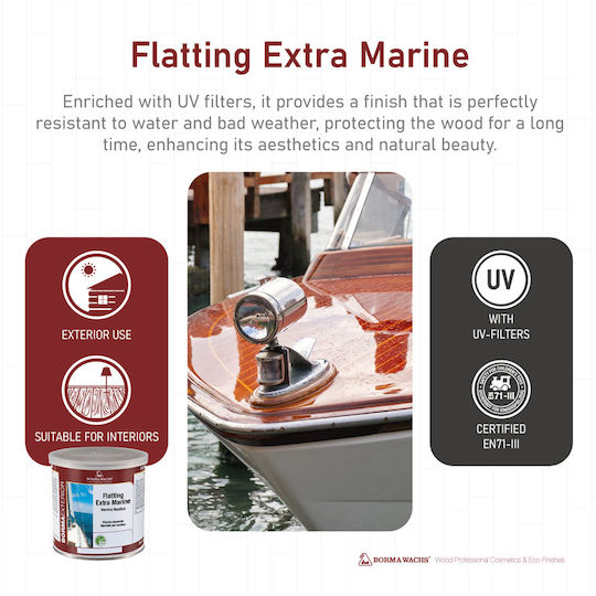 Borma Wachs Flatting Extra Marine Συντηρητικό Ξύλου Διαλύτου Άχρωμο Ματ 375ml