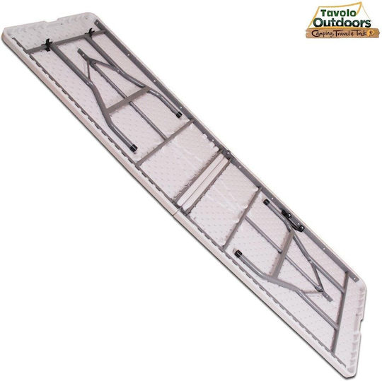 Bakaji Tabelle Metall für Camping Klappbar Campingmöbel 244x76x72cm Weiß