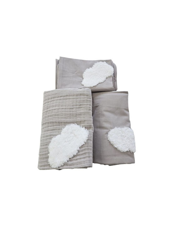 Class Home Collection Baby Duvet Cover Set With Pillowcase Cloud Grey 120x150cm