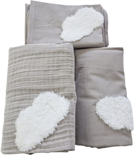 Class Home Collection Set Copertă de Pătuț cu Față de Pernă Cloud Grey 120x150cm.