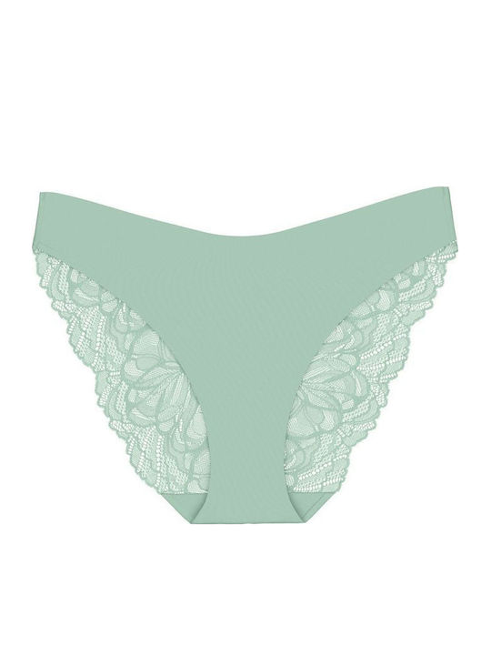 Body Make-up Damen Slip mit Spitze Grün