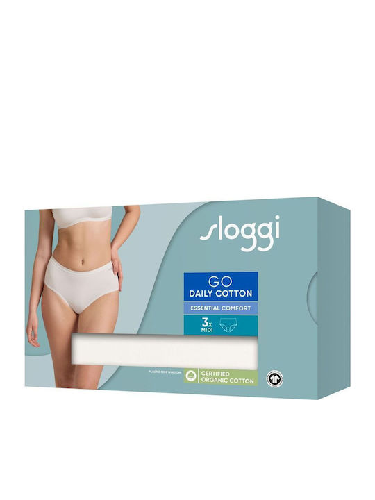 Go Daily Cotton Midi Βαμβακερά Γυναικεία Slip 3Pack Λευκό