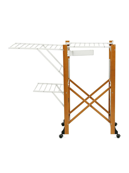 Wooden Folding Floor Clothes Drying Rack with Hanging Length 30m