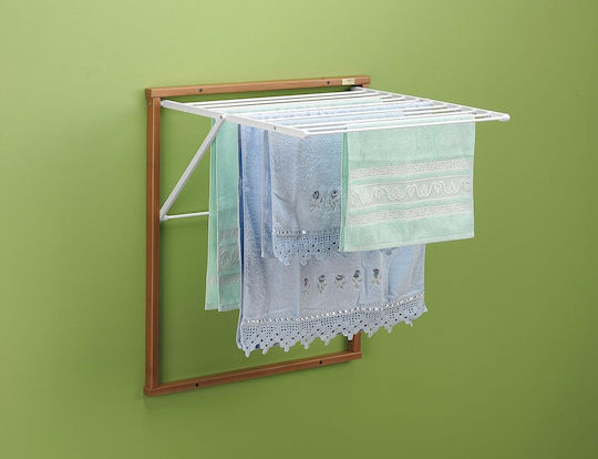 GreenTech Folding Wooden Wall Clothes Drying Rack with 6.5m Hanging Length