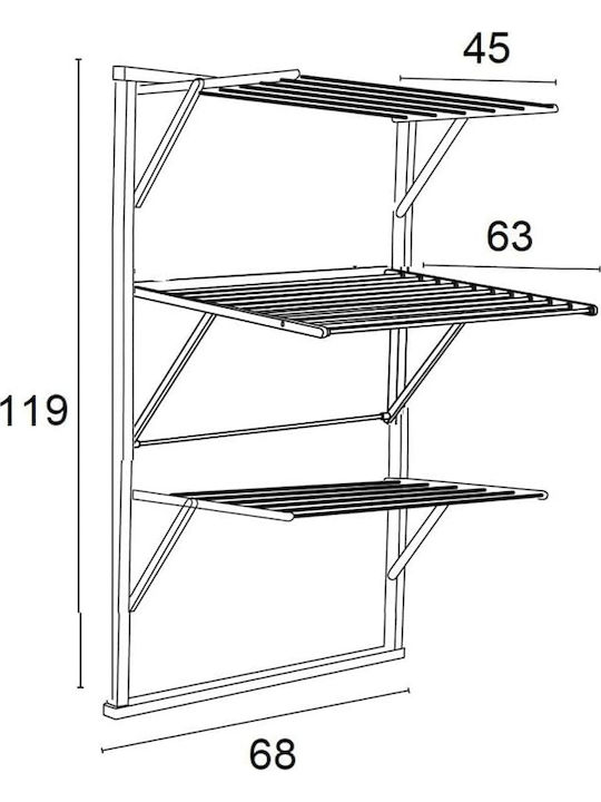 Folding Wooden Wall Clothes Drying Rack with 15m Hanging Length