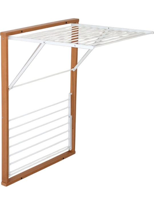 Folding Wall Clothes Drying Rack for Balcony Wooden with Hanging Length 11m