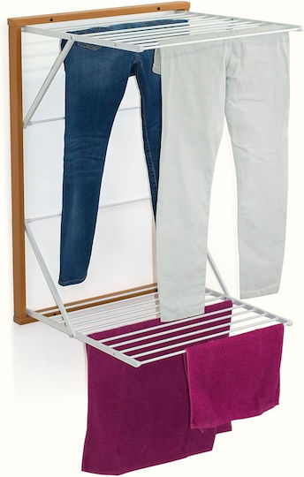 Folding Wall Clothes Drying Rack Wooden with Hanging Length 13m