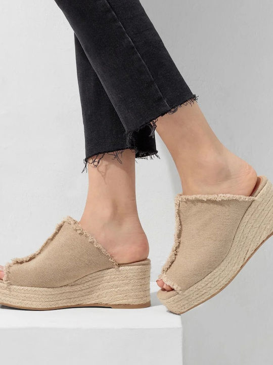 Women's Fabric Platform Espadrilles Beige