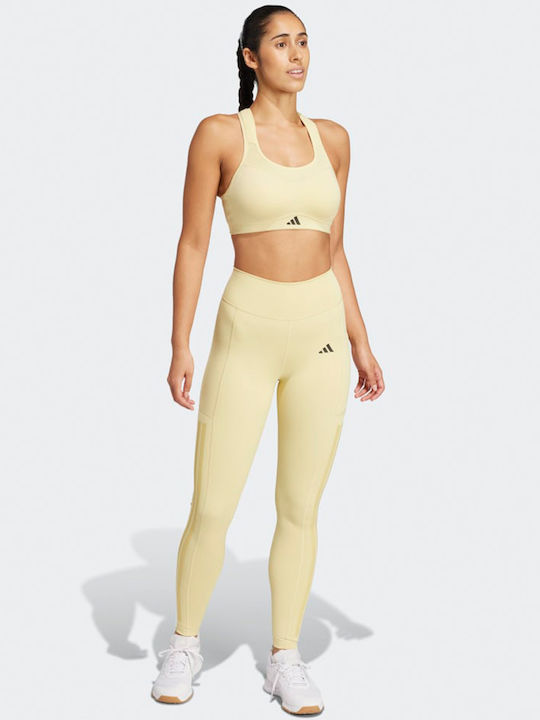 Optime 3-stripes Full-length Training Γυναικείο Κολάν Κίτρινο