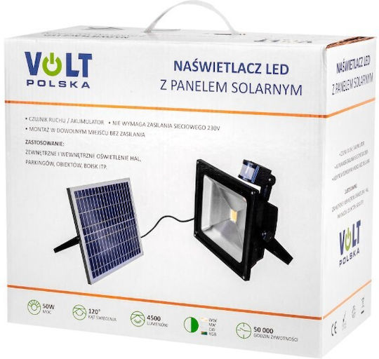 Volt Polska Ηλιακός Προβολέας LED 50W με Αισθητήρα Κίνησης