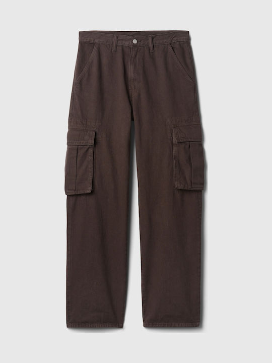 Ανδρικό Παντελόνι Τζιν Cargo με Loose Straight Εφαρμογή Terra Brown