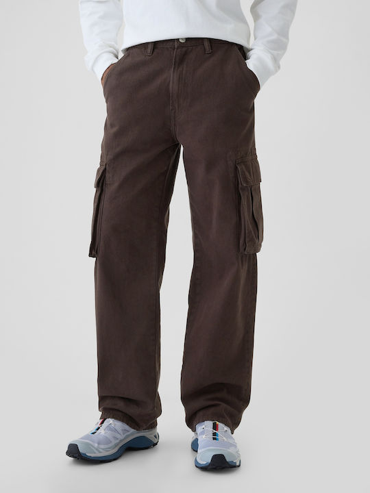 Ανδρικό Παντελόνι Τζιν Cargo με Loose Straight Εφαρμογή Terra Brown