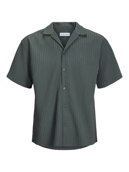 Short-sleeved Shirt in Wide Line Agave Green