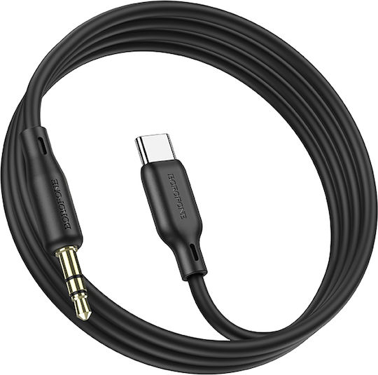 Borofone USB 2.0 Cable USB-C male - 3.5mm Μαύρο 1m 2341