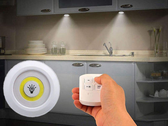 Set 3 Led Lamps 3w Cob Remote Controlled Battery Operated White