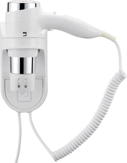 Bakaji Silver Hotel Hair Dryer 1.6kW with Spiral Cable up to 14.5cm