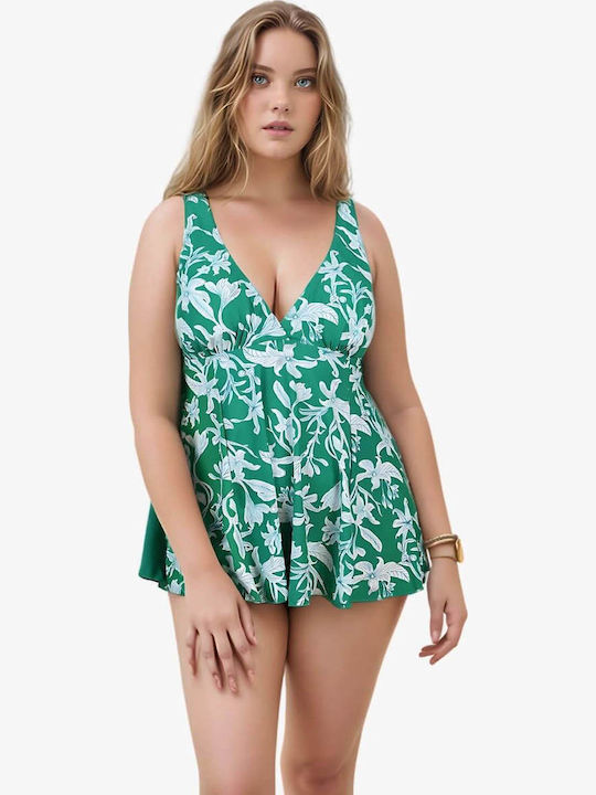 Costum De Baie Întreg Verde Cu Căptușeală Ușoară