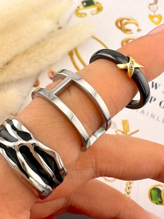 Celestria Damen Ring mit Emaille aus Stahl
