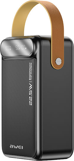 Awei PK101K Power Bank 60000mAh 22.5W με 3 Θύρες USB-A και 2 Θύρες USB-C Power Delivery Μαύρο
