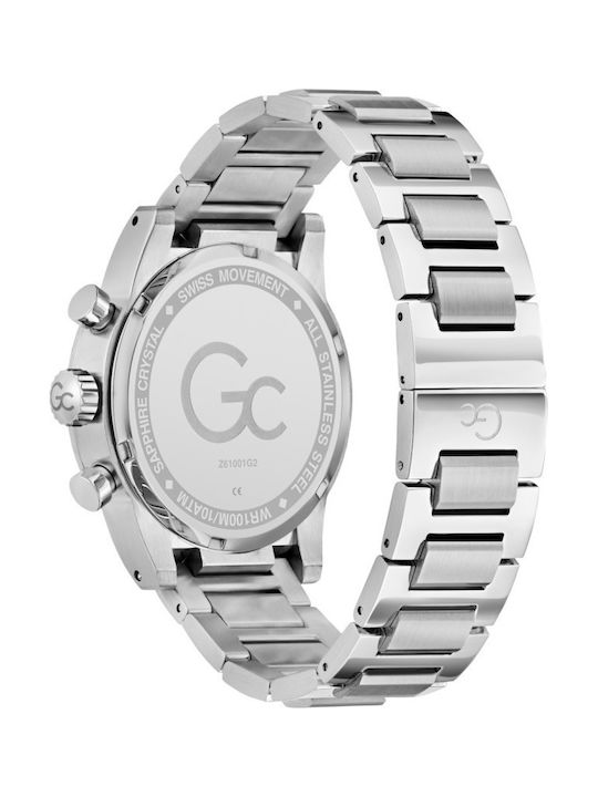 GC Watches Men's Watch 42mm Chronograph Battery with Silver Metal Bracelet