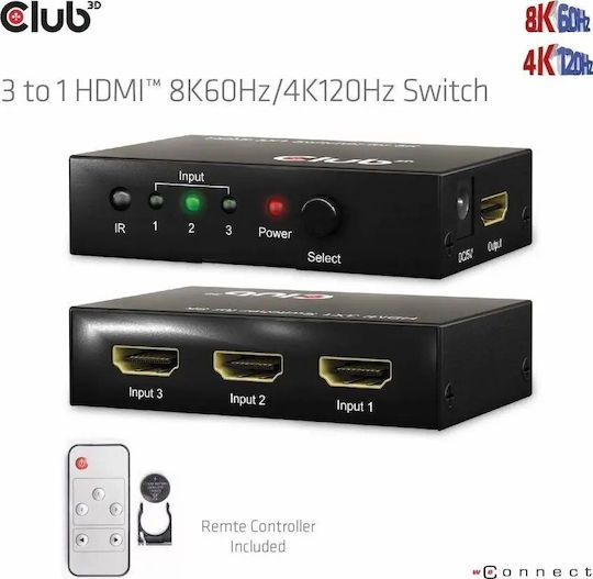 Club3D 3 ports HDMI Суич CSV-1381