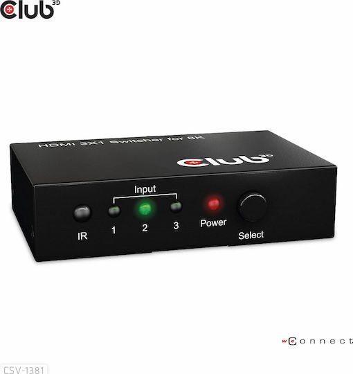 Club3D 3 ports HDMI Суич CSV-1381
