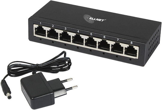 Allnet Неуправляем L2 Switch с 8 Портове Гигабитови (1Gbps) Ethernet