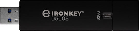 Kingston Ironkey D500s 32GB USB 3.2 Stick Μαύρο