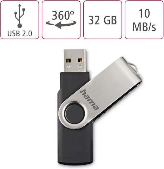 HAMA Rotate 32GB USB 2.0 USB флашка Черен