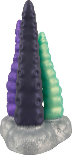 Beasty Cocks Triple Tentacle Dildo Стъклено дилдо Със смукателна чашка Сребрист 22см