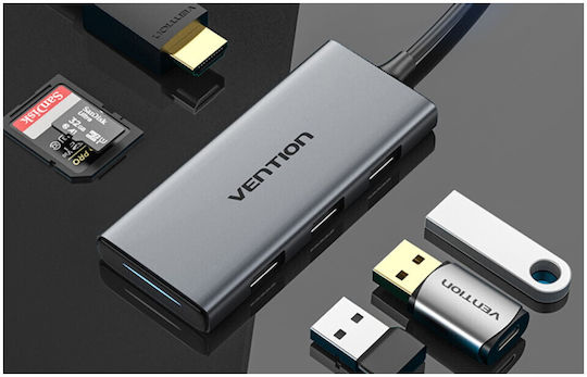 Vention USB-C Docking Station με HDMI 4K PD Γκρι (TOOHB)
