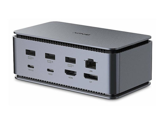 Lindy Dst-pro USB-C / USB-A Docking Station με 4K PD Ethernet Γκρι