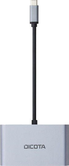 Dicota USB-C Docking Station με HDMI/DisplayPort 4K PD Ασημί (D32064)