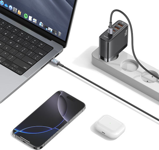 Usams SJ751 Geflochtenes LED USB 2.0 Kabel USB-C männlich - USB-C 240W PD Schwarz 1,2m SJ751USB01